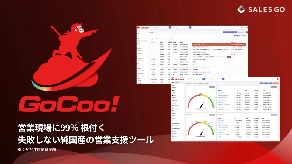 純国産SFA「SALES GO ISM」が「GoCoo!」へ刷新 〜SalesforceとkintoneとExcelの良いとこ取りツール、 探してもないので作りました〜 のアイキャッチ画像