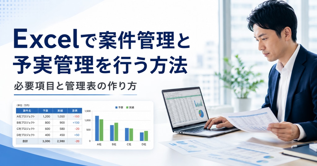 Excelで案件管理と予実管理を行う方法｜必要項目と管理表の作り方 のアイキャッチ画像