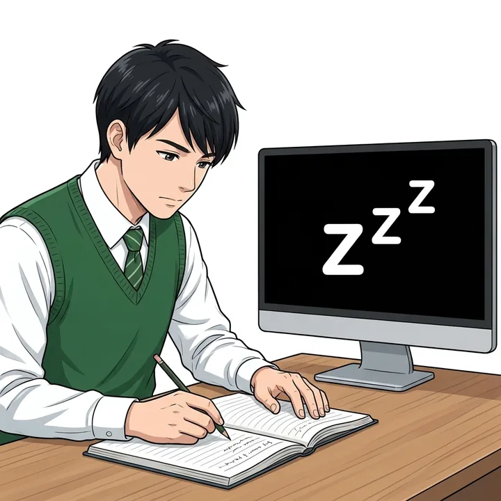 パソコンを使わずノートに日報を書いている人